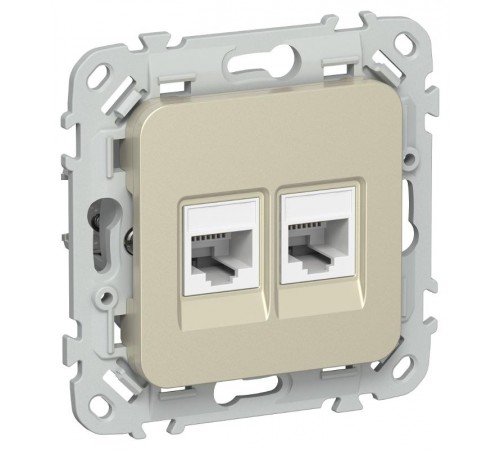 FLITE Розетка 2-ая RJ45/RJ11 кат.6/3 UTP РКТ6/3-2-0-ФлШ шампань  FI-KT22-2-K37  IEK