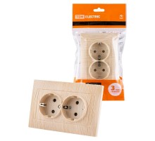 Розетка двойная 2П+З 16А 250В сосна "Лама"  SQ1815-0325  TDM