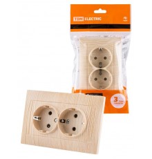 Розетка двойная 2П+З 16А 250В сосна "Лама"  SQ1815-0325  TDM