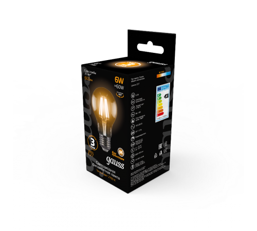Лампа светодиодная LED 6Вт E27 220В 2700К A60  102802106  Gauss
