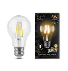Лампа светодиодная LED 6Вт E27 220В 2700К A60  102802106  Gauss