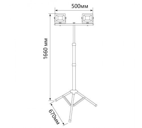 Прожектор светодиодный LL-502 квадрат 2*30W 6400К 220V черный IP65 (на штативе)  29567  FERON