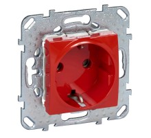 Unica Красная Розетка 1-ая с/з с защитными шторками винт. зажим  MGU5.037.03ZD  Schneider Electric