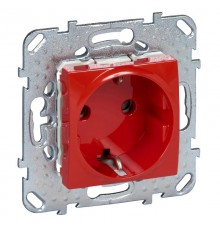 Unica Красная Розетка 1-ая с/з с защитными шторками винт. зажим  MGU5.037.03ZD  Schneider Electric