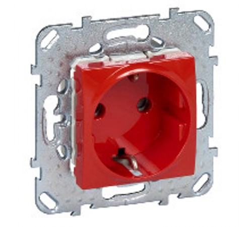 Unica Красная Розетка 1-ая с/з с защитными шторками винт. зажим  MGU5.037.03ZD  Schneider Electric
