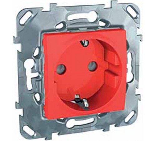 Unica Красная Розетка 1-ая с/з с защитными шторками винт. зажим  MGU5.037.03ZD  Schneider Electric