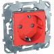 Unica Красная Розетка 1-ая с/з с защитными шторками винт. зажим  MGU5.037.03ZD  Schneider Electric