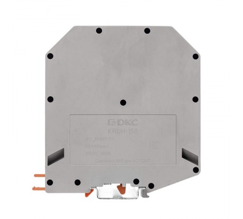 Клемма проходная, винтовой зажим, 2 точки подключения, 150 кв.мм, серая  KRUH-150  DKC