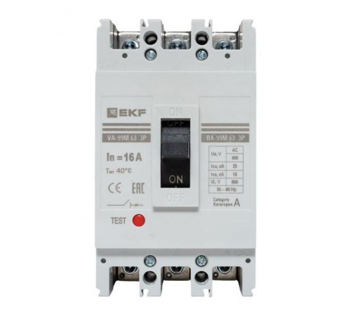 Выключатель автоматический ВА-99М 63/16А 3P 25кА EKF Basic  mccb99-63-16m  EKF