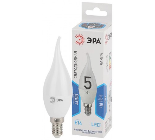 Лампа светодиодная LED 5Вт Е14 4000К СТАНДАРТ smd BXS-5w-840-E14  Б0027968  ЭРА