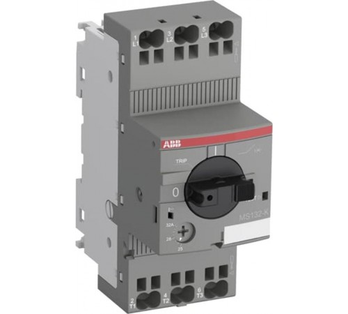 Выключатель автоматический для защиты электродвигателей MS132-0,63K 100 кА с втычными клеммами с регулируемой тепловой защитой 0,4A-0,63А класс теплов