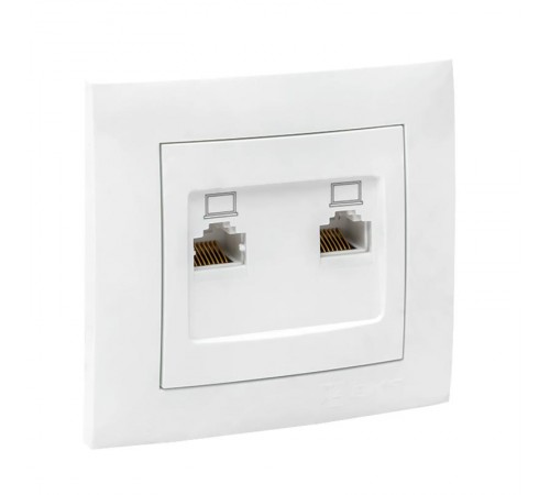 Валенсия розетка компьютерная RJ-45 2-местная белая EKF PROxima   EWK02-035-10   EKF