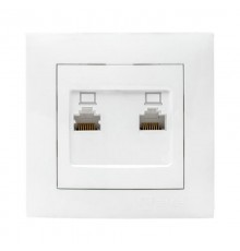 Валенсия розетка компьютерная RJ-45 2-местная белая EKF PROxima   EWK02-035-10   EKF