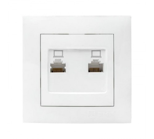 Валенсия розетка компьютерная RJ-45 2-местная белая EKF PROxima   EWK02-035-10   EKF