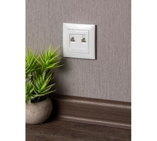 Валенсия розетка компьютерная RJ-45 2-местная белая EKF PROxima   EWK02-035-10   EKF