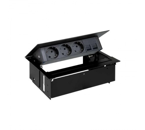 Врезной x4 розеточный блок, планка, 3x2P+E, 2xRJ45, черный, S400  45403020-138  Simon