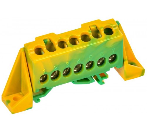 TEKFOR Шина PE "земля" в комбинированном DIN-изоляторе "Стойка" 6х9-7-ЖЗ  TF-NN10-07-DP-K52  IEK