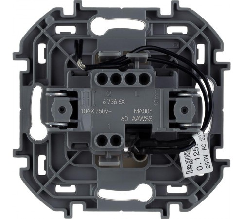 Inspiria Слоновая кость Переключатель проходной 1-клавишный с подсветкой С/У без рамки  673661  Legrand