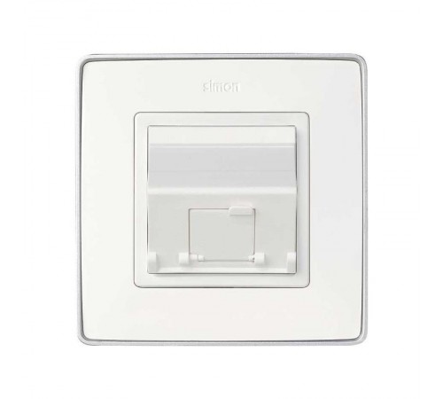 Розетка наклонная для передачи данных со шторкой на 1 разъем RJ45 белого цвета S82  82578-30  Simon