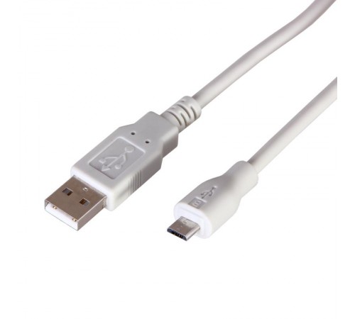 Кабель micro USB (male) штекер - USB-A (male) штекер, длина 3 метра, белый (PE пакет)  18-1166  REXANT