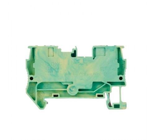 Клемма заземления, зажим push-in, 2 точки подключения, 4 кв.мм  VPR-4-PE-YG  DKC