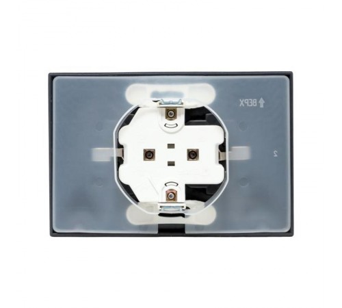 Механизм розетки двойной, 16А, IP44, с заземлением, со шторками, с рамкой, с крышками, графит Эпика  UP1-SOG-211-44 EKF