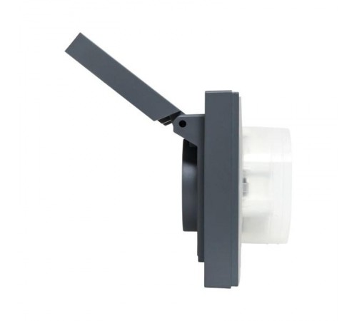 Механизм розетки двойной, 16А, IP44, с заземлением, со шторками, с рамкой, с крышками, графит Эпика  UP1-SOG-211-44 EKF