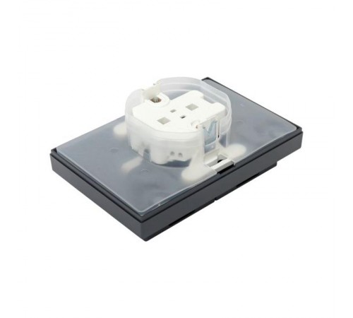 Механизм розетки двойной, 16А, IP44, с заземлением, со шторками, с рамкой, с крышками, графит Эпика  UP1-SOG-211-44 EKF