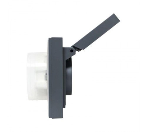 Механизм розетки двойной, 16А, IP44, с заземлением, со шторками, с рамкой, с крышками, графит Эпика  UP1-SOG-211-44 EKF