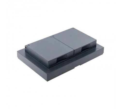 Механизм розетки двойной, 16А, IP44, с заземлением, со шторками, с рамкой, с крышками, графит Эпика  UP1-SOG-211-44 EKF