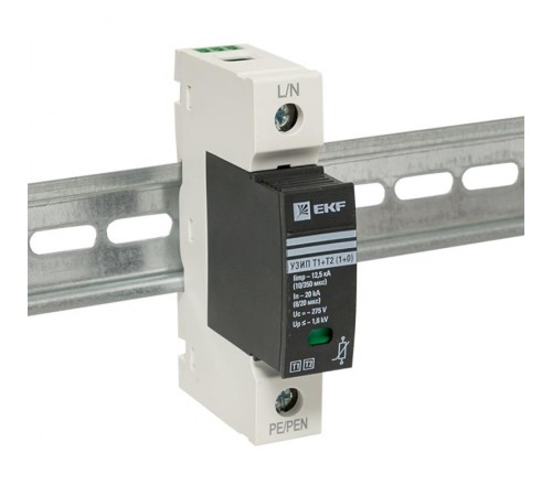 Устройство защиты от импульсных перенапряжений Т1+Т2; Iimp-12,5kA; In-20kA; Uc-275В; 1+0 EKF PROxima  OV12-1-501  EKF