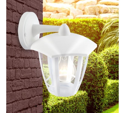 Светильник садово-парковый 6-гранный белый настенный вниз E27 IP44(У1) НБУ 07-40-004 "Дели 3" (8/48)  Б0051198  ЭРА