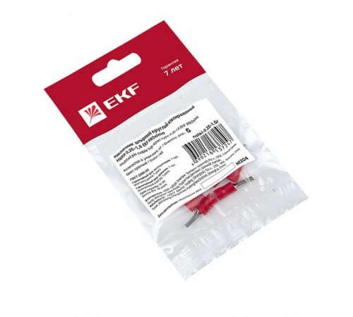 Наконечник штыревой круглый изолированный НШКИ 0.25-1.5 (уп 5шт) EKF PROxima  nshki-0.25-1.5r  EKF