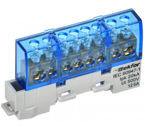 TEKFOR Шина N "ноль" изолированная на универсальном держателе 8х12-8-С  TF-NN20-08-KL-K07  IEK