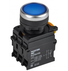 Кнопка с подсвет. и фикс. d=22мм 1NO+1NC синяя MASTER  MI-BT60-11TD-3-11-K07  IEK