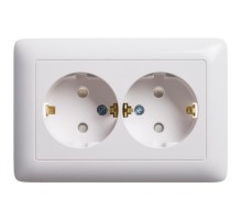 Хит Белый С/У Розетка 2-ая с заземлением со шторками, 16А  RS16-231-B  SE