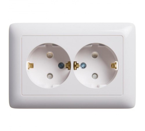 Хит Белый С/У Розетка 2-ая с заземлением со шторками, 16А  RS16-231-B  SE