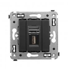 USB 2.0 розетка одинарная в стену, тип А-А, "Avanti", "Черный матовый"  4412403  DKC