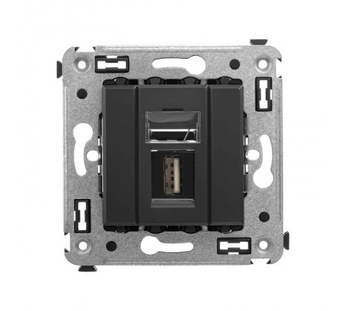 USB 2.0 розетка одинарная в стену, тип А-А, "Avanti", "Черный матовый"  4412403  DKC