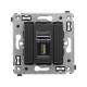 USB 2.0 розетка одинарная в стену, тип А-А, "Avanti", "Черный матовый"  4412403  DKC