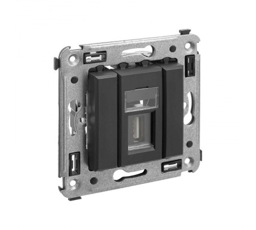 USB 2.0 розетка одинарная в стену, тип А-А, "Avanti", "Черный матовый"  4412403  DKC