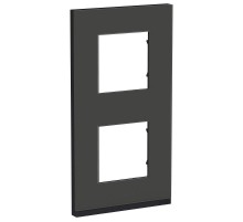 Unica Pure Черное стекло/Антрацит Рамка 2-ая вертикальная  NU6004V86  Schneider Electric