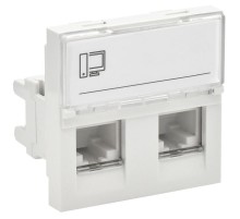 PRIMER РКИ-22-00-П-5 Розетка RJ45 кат.5E (2модуля /2входа) белая  PR-KK40D-RI-0-2-2C5EU-K01  IEK