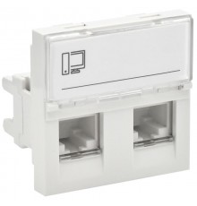 PRIMER РКИ-22-00-П-5 Розетка RJ45 кат.5E (2модуля /2входа) белая  PR-KK40D-RI-0-2-2C5EU-K01  IEK