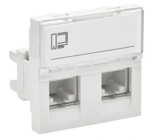 PRIMER РКИ-22-00-П-5 Розетка RJ45 кат.5E (2модуля /2входа) белая  PR-KK40D-RI-0-2-2C5EU-K01  IEK