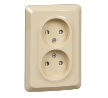 Этюд Кремовый С/У Розетка 2-ая без заземления со шторками 16А 250B  PC16-106K  SE