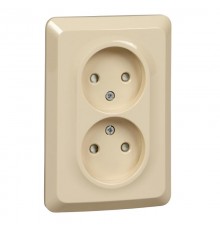 Этюд Кремовый С/У Розетка 2-ая без заземления со шторками 16А 250B  PC16-106K  SE