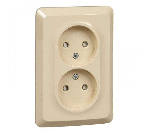 Этюд Кремовый С/У Розетка 2-ая без заземления со шторками 16А 250B  PC16-106K  SE