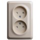 Этюд Кремовый С/У Розетка 2-ая без заземления со шторками 16А 250B  PC16-106K  SE
