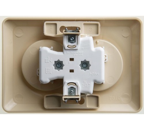 Этюд Кремовый С/У Розетка 2-ая без заземления со шторками 16А 250B  PC16-106K  SE